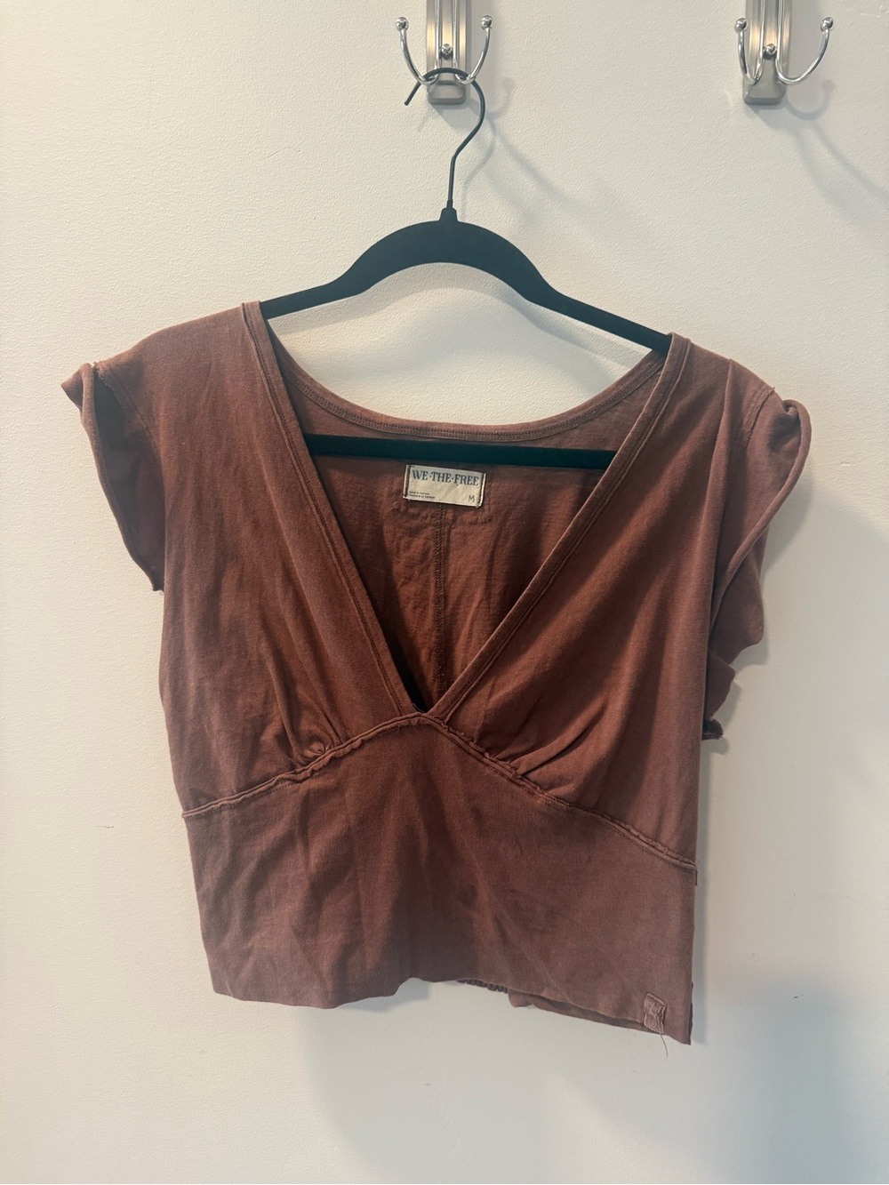Free People Brown Rust V-Neck Cropped Top